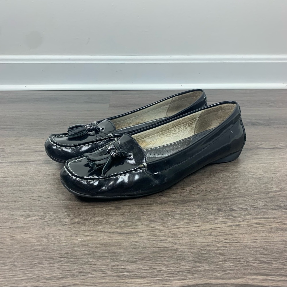 Sperry Top Sider Brant Point Black Patent Leather Tassel Loafers 9.5M